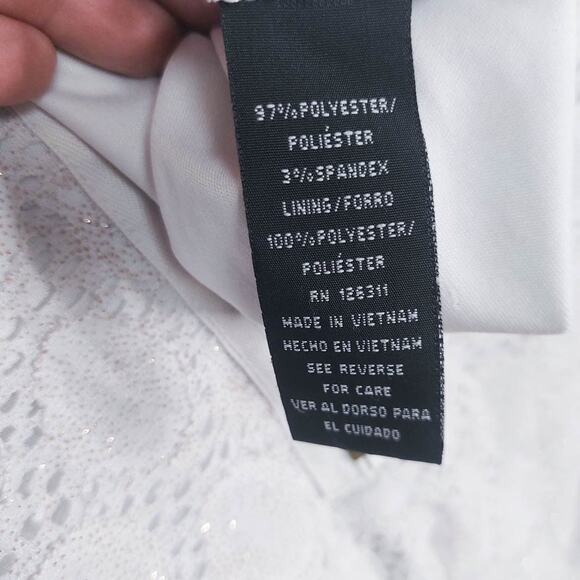 Ronni Nicole Lace Eyelet Sheer Dot Sleeves Scallop Dress Medium - Picture 7 of 7